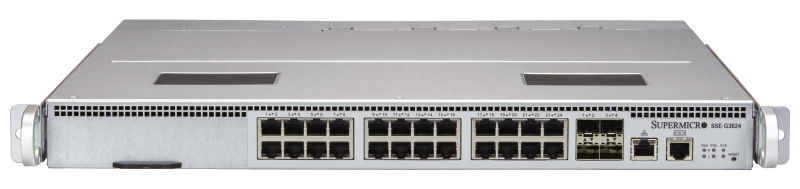 Supermicro L2/L3 Ethernet 1G Data/Management switch with Supermicro OS: SSE-G3624