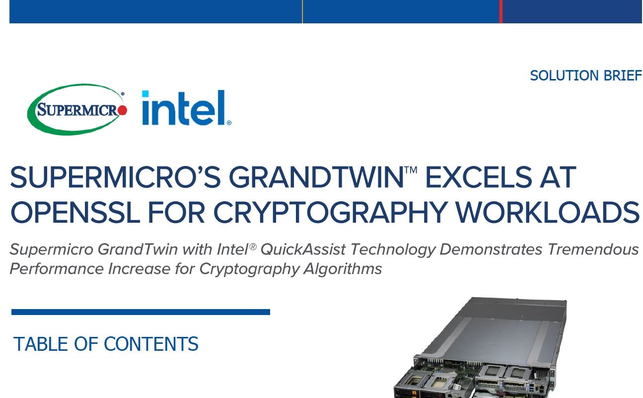 Thumbnail: Solution Brief – Supermicro's GrandTwin® Excels at OpenSSL for Cryptography Workloads 