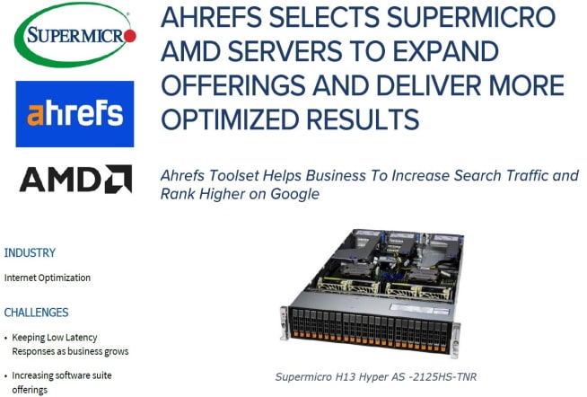Thumbnail: Success Story – Ahrefs Selects Supermicro AMD Servers to Expand Offerings and Deliver More Optimized Results 