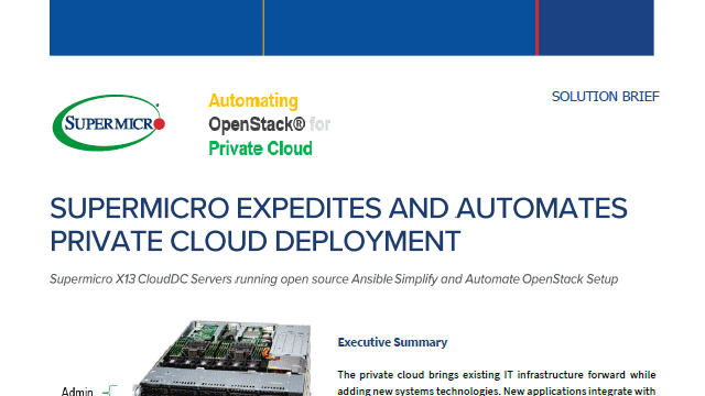 Solution Brief: Supermicro Expedites and Automates Private Cloud Deployment