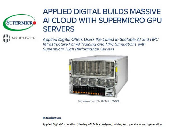 Thumbnail: Success Story – Applied Digital Builds Massive AI Cloud With Supermicro GPU Servers 