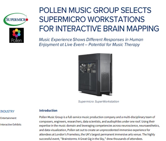 Thumbnail: Success Story – Pollen Music Group Selects Supermicro Workstations For Interactive Brain Mapping