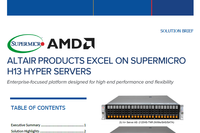 Thumbnail: Solution Brief – Altair Products Excel On Supermicro H13 Hyper Servers