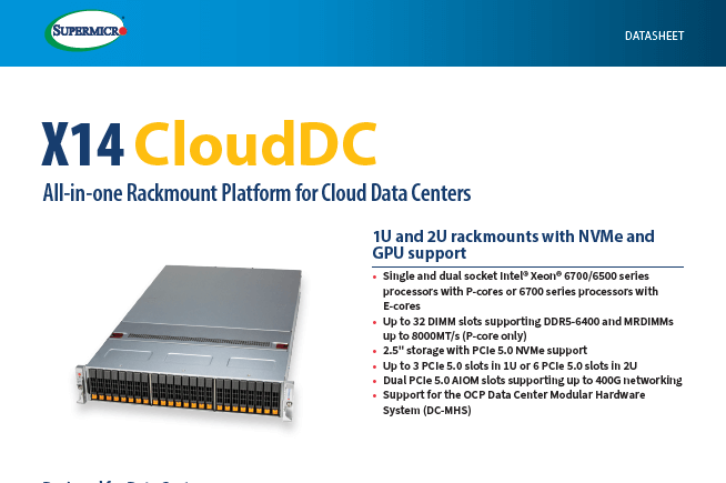 X14 CloudDC Datasheet
