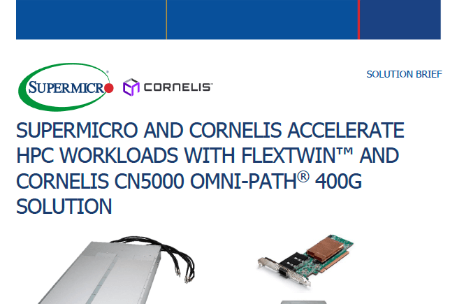 Thumbnail: Supermicro FlexTwin™ + Cornelis CN5000 Omni-Path® 400G Solution Brief