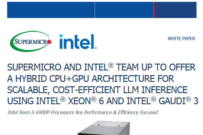 サムネイル: ホワイトペーパー – SupermicroとIntel® Xeon®およびGaudi® 3が卓越した性能を発揮 