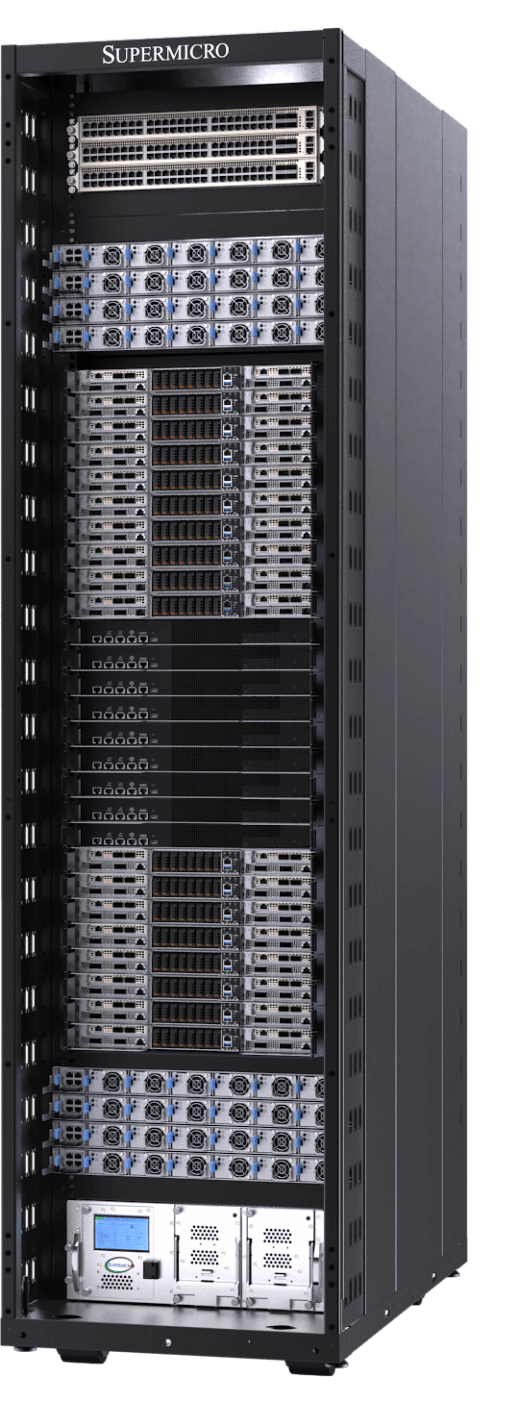 Supermicro 48U Rack für NVIDIA GB200 NVL72 SuperCluster