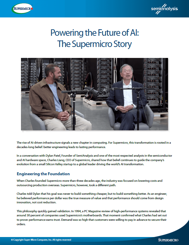 Executive Summary – Powering the Future of AI: The Supermicro Story