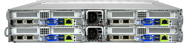 Supermicro 2U BigTwin® server with 4 dual-processor nodes, rear view