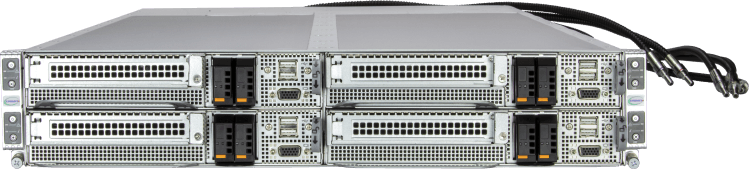 Supermicro 2U FlexTwin™ liquid-cooled 4-node server, front view