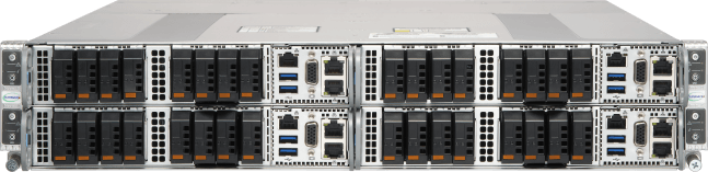 Supermicro 2U GrandTwin® server with 4 single-processor nodes, front view