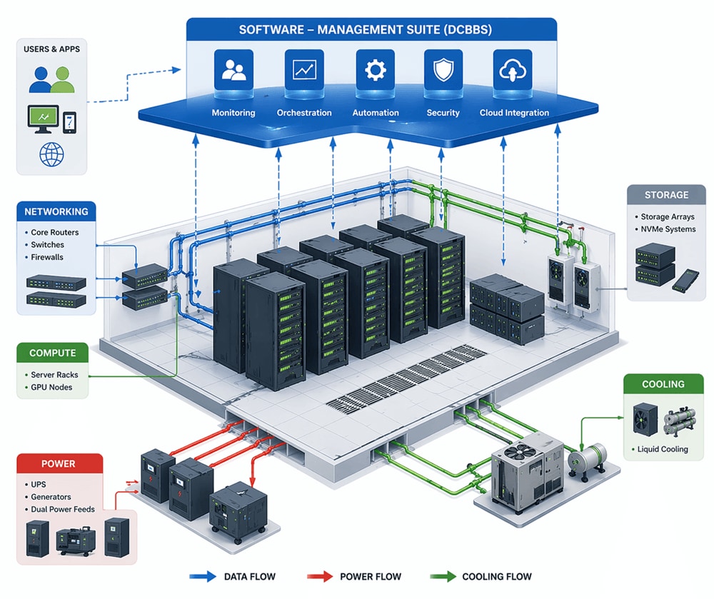 一张图表，用于展示数据中心架构的工作原理