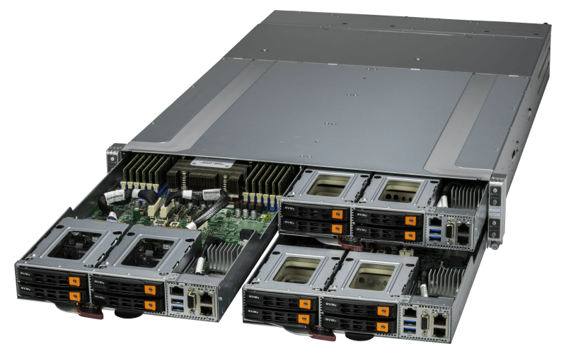 Supermicro GrandTwin® 4-node Front IO Server with AMD EPYC™ 9004 Series Processor