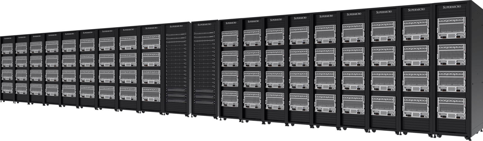 72 systèmes NVIDIA HGX B300 à 8 GPU, 8U refroidis par air (576 GPU) dans 20 racks