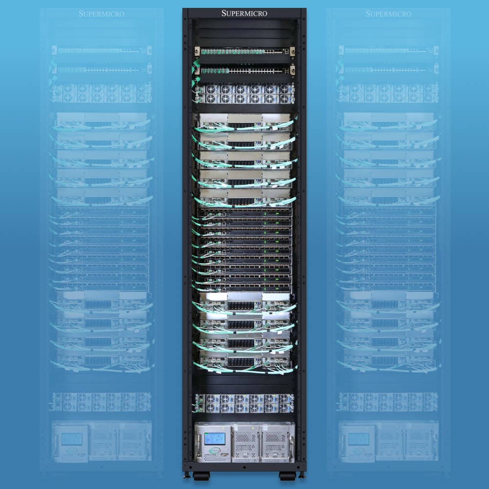 Supermicro 液体冷却 NVIDIA GB200 NVL72 AI/LLM ラック