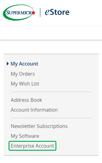 Screenshot - eStore Enterprise Account