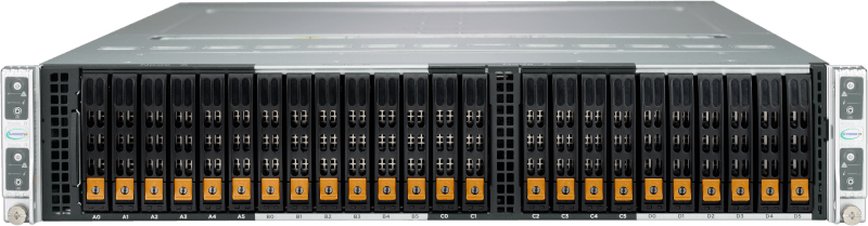 2U-4-Node server with 24 NVMe drives